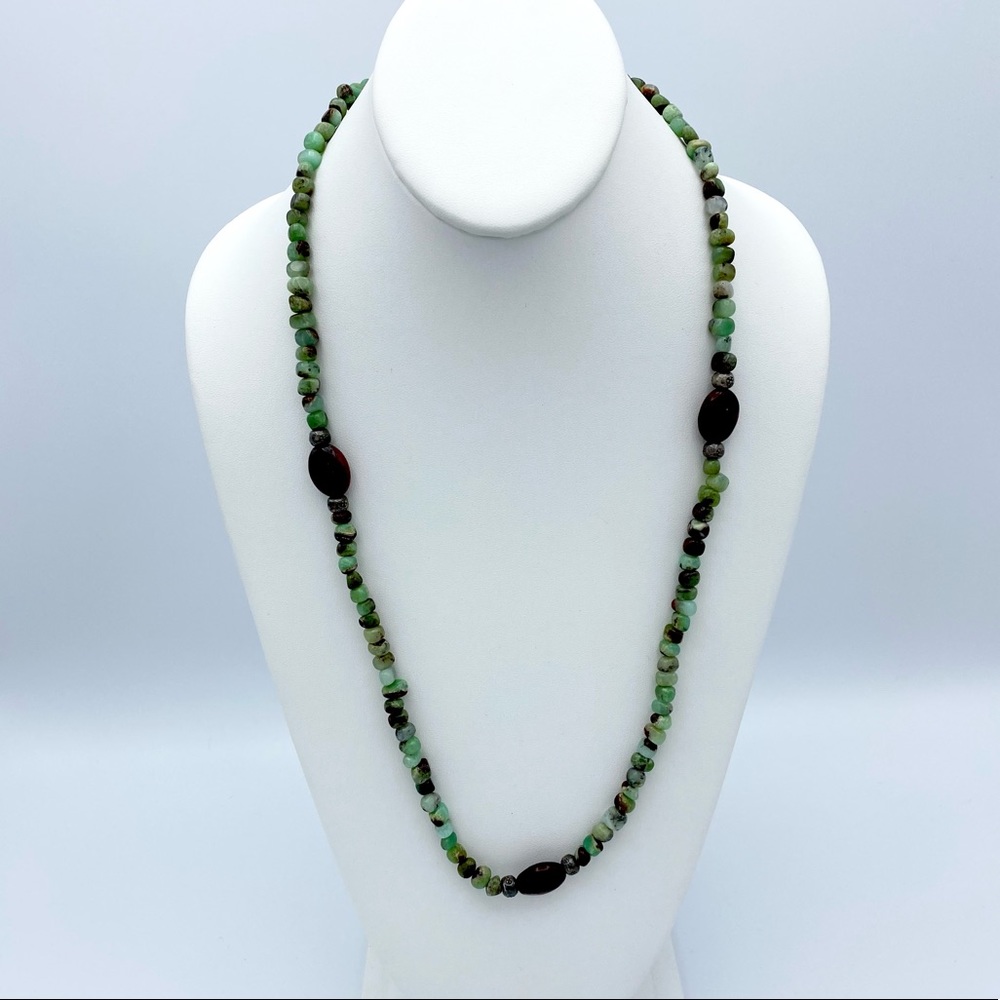 Artisan Green & Brown Stone Bohemian Chic Necklace